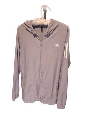 adidas Lavender Hooded Zip Ligh Windbreaker Jacket, Size Large